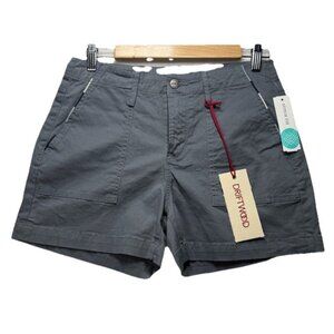 NWT Driftwood Flora Utility Embroidered Shorts Grey Sz 26 Cotton Blend Stretch